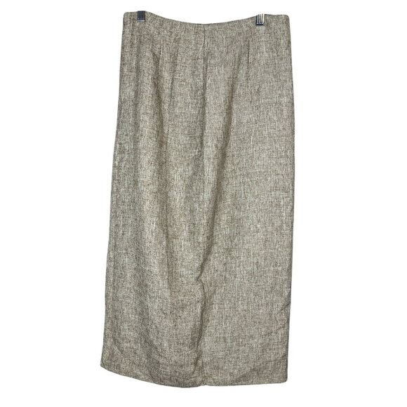 Retro Neutral Tweed Skirt Tan XL Preppy Old Money Classic Chic Glam Pencil 80s - Picture 1 of 8